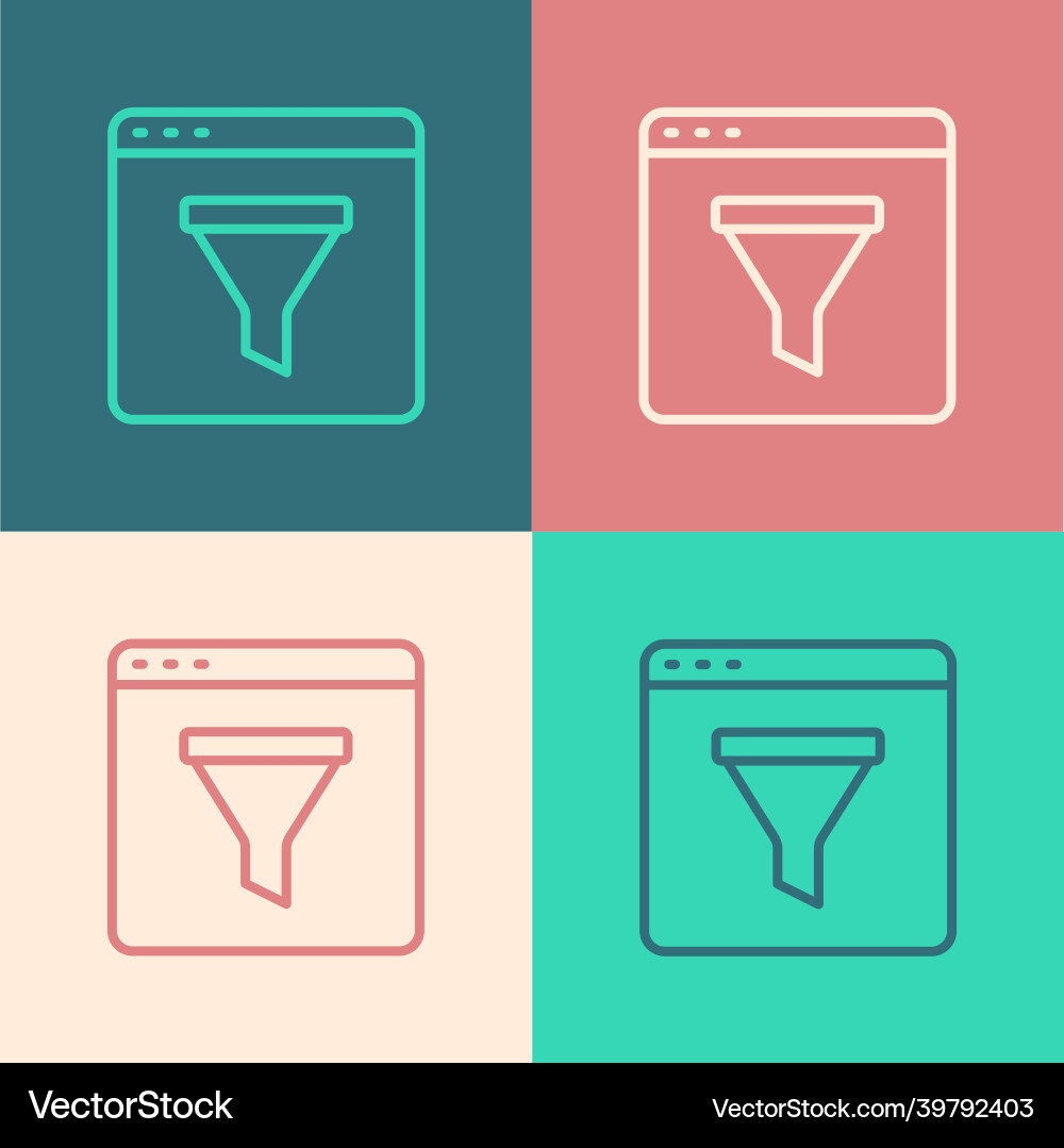 Pop art line browser window icon isolated on color Pop art line browser window icon isolated on color vector image