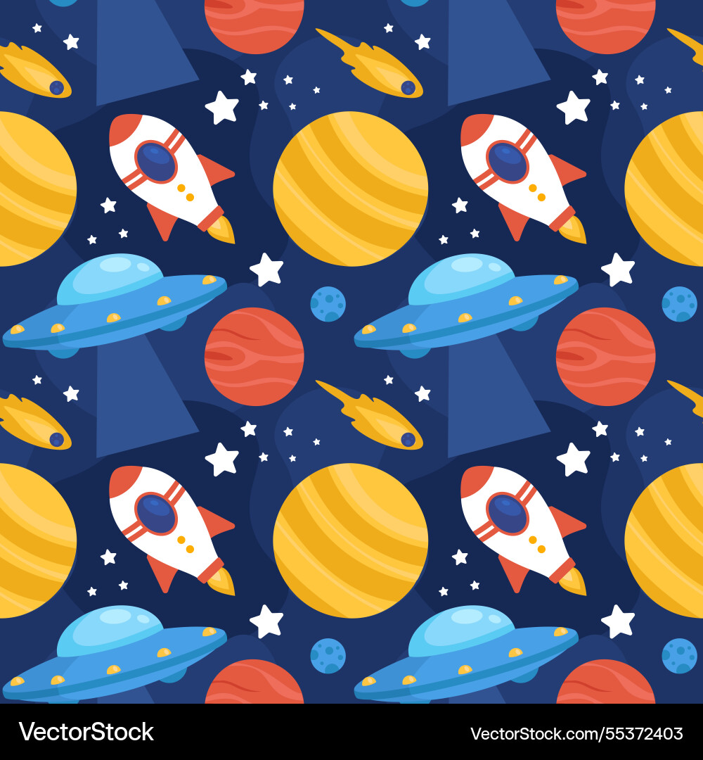 Seamless pattern of outer space exploration Seamless pattern of outer space exploration vector image