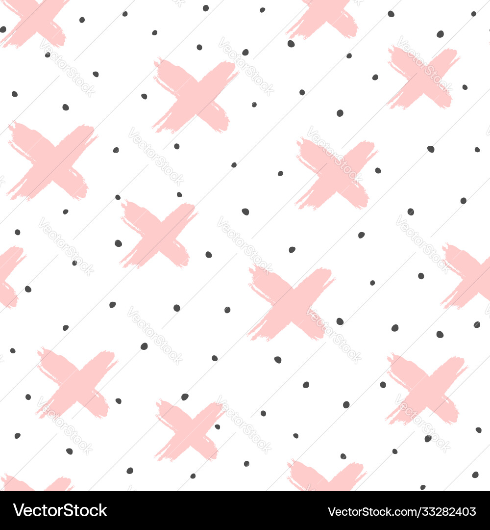 Seamless pattern with crosses and irregular polka Seamless pattern with crosses and irregular polka vector image