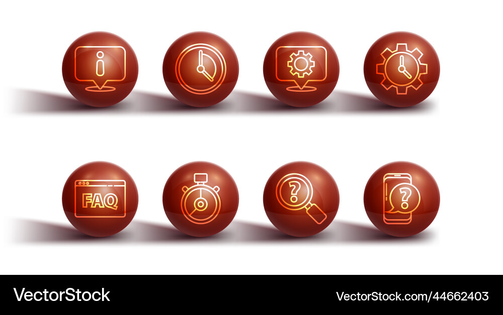 Set line information browser faq time management vector image