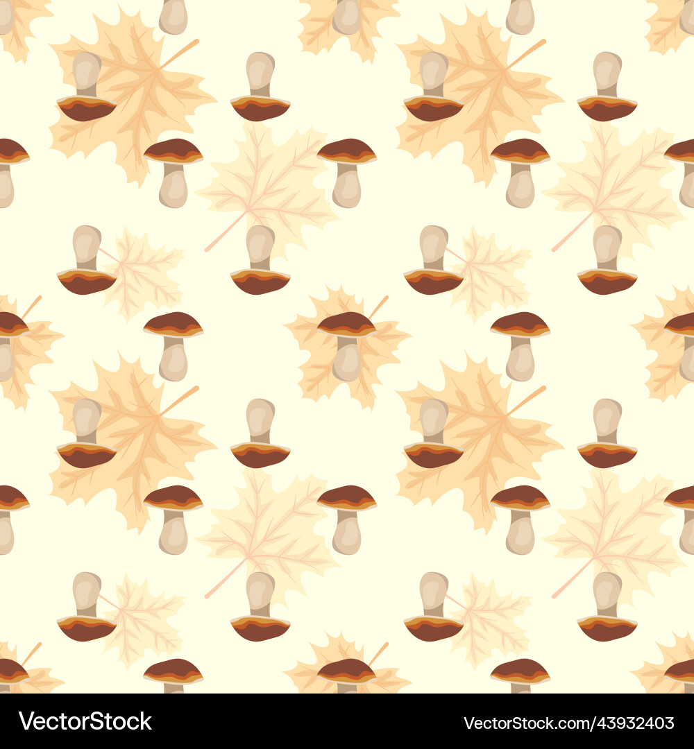 Set of seamless patterns with mushrooms and pale Vector Image