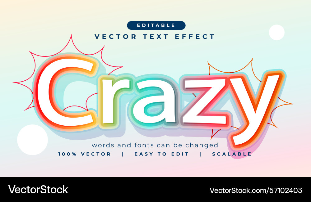 Stylish crazy text effect editable font design Vector Image
