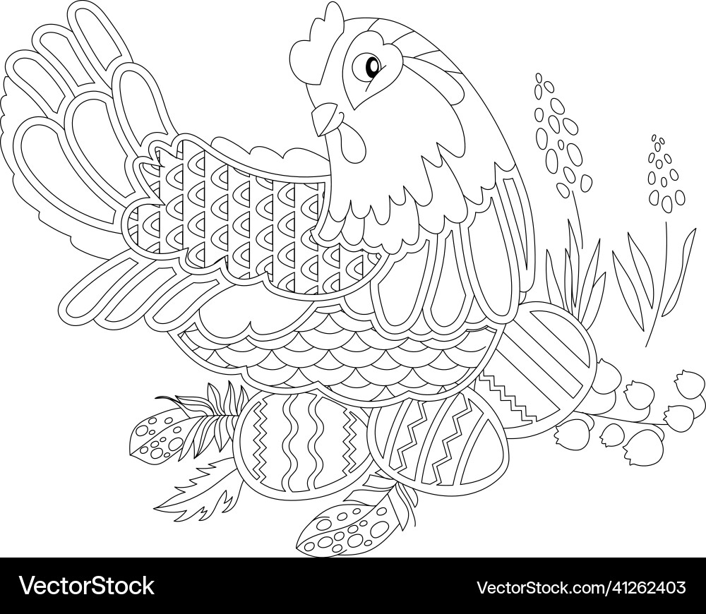 Traditionelle Vogel Henne und Eier für Saison-Design Traditionelle Vogel Henne und Eier für Saison-Design vektorbild