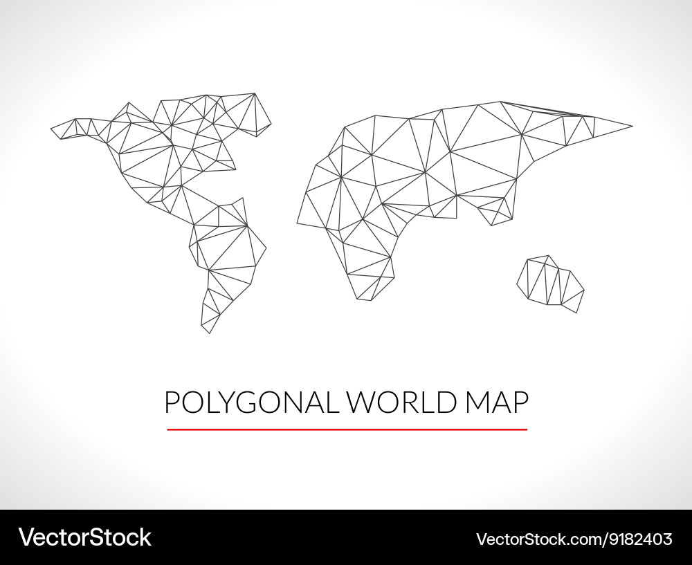 World map background in polygonal 3d style modern vector image