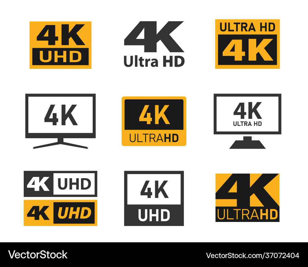 4K UHD Display Resolution Icons Vector Image