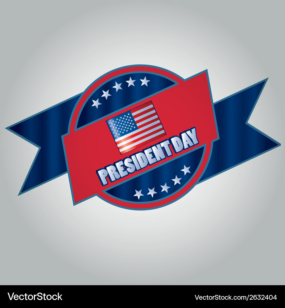 A blue round icon with red ribbon and some text Vector Image