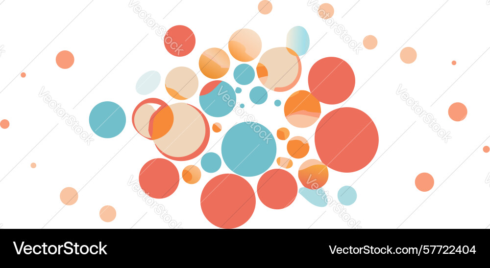Abstract cluster of colorful expanding bubbles vector image