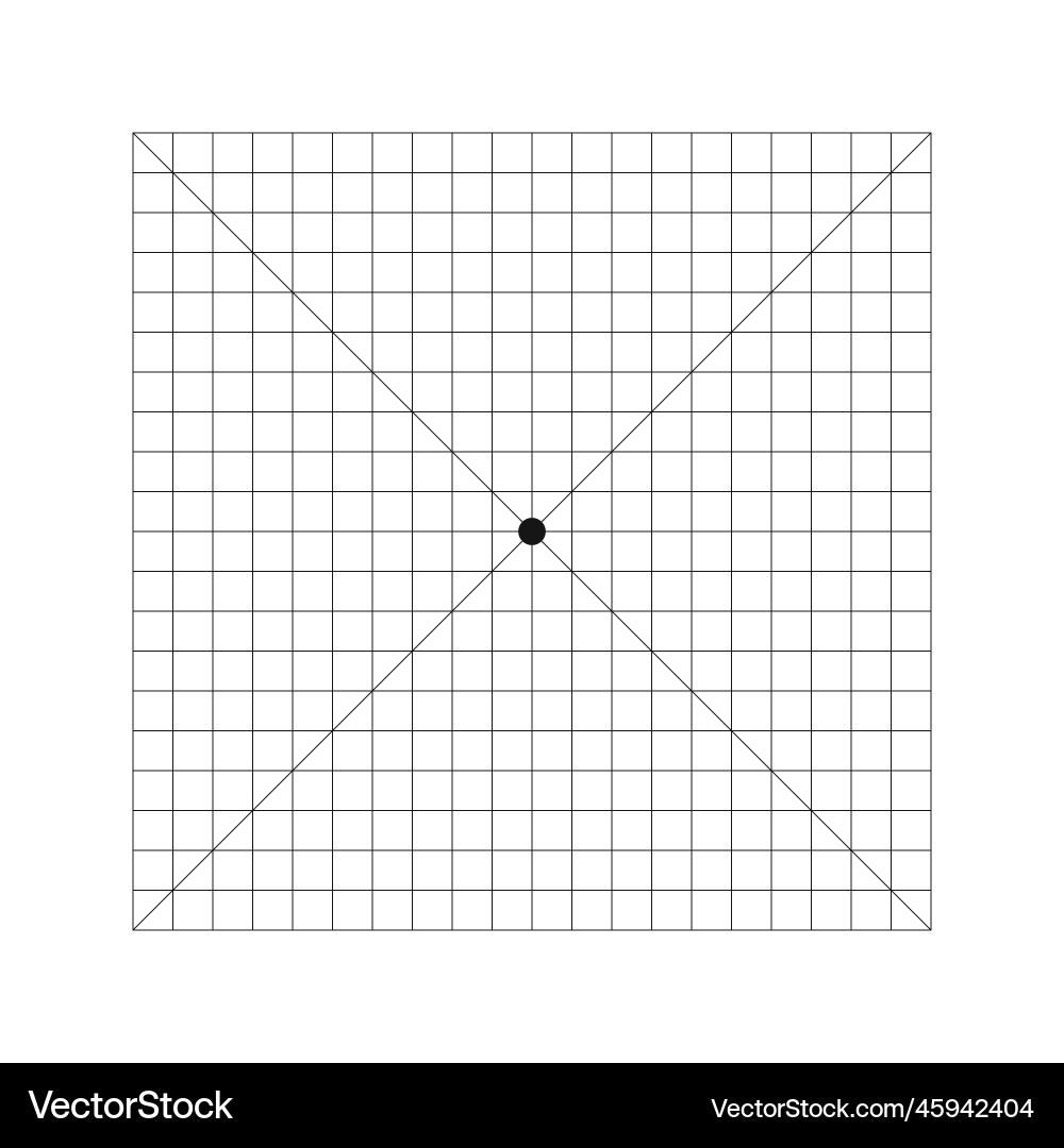 Amsler grid chart with dot in center and diagonal Amsler grid chart with dot in center and diagonal vector image