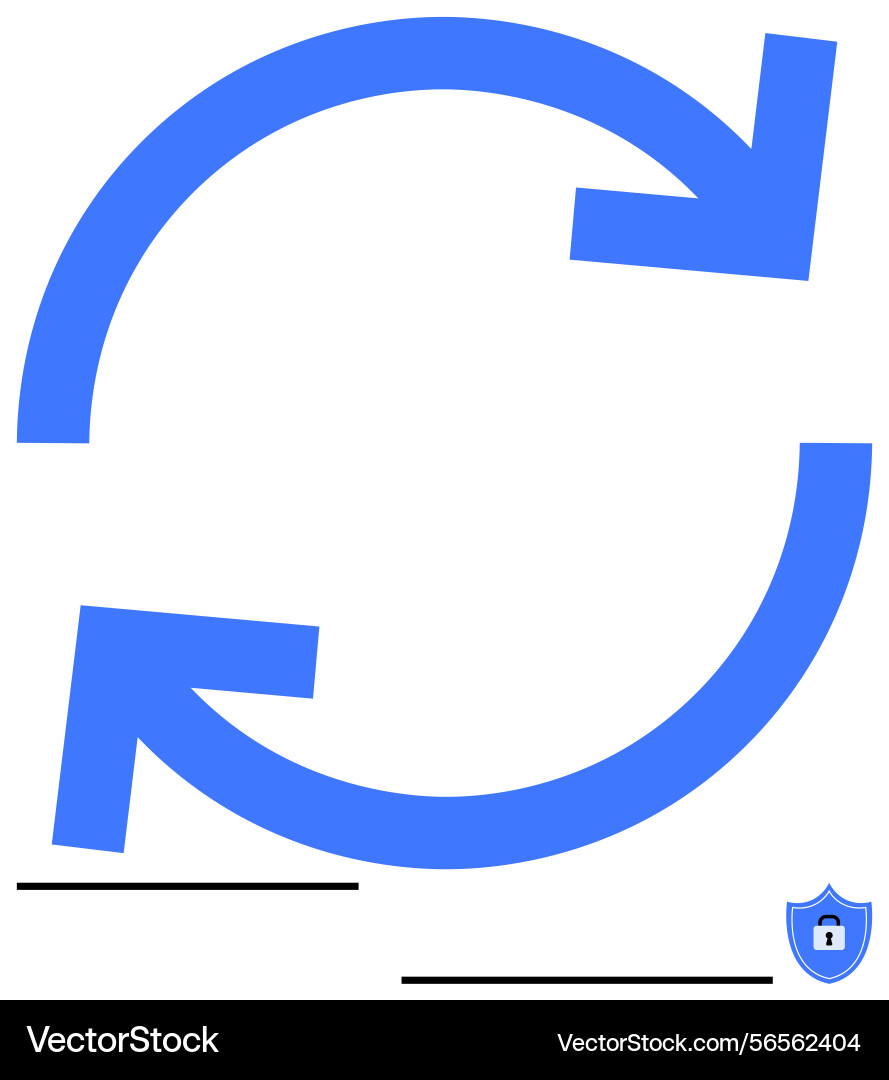 Blue circular arrows representing secure data sync Blue circular arrows representing secure data sync vector image