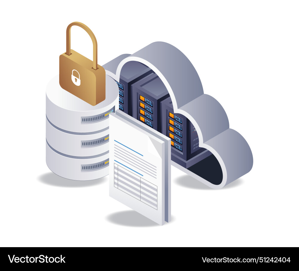 Cloud Data Security - Key & Lock vector image