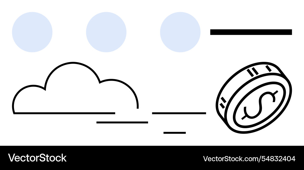Coin rapidly moving through sky with clouds lines Coin rapidly moving through sky with clouds lines Vector Image
