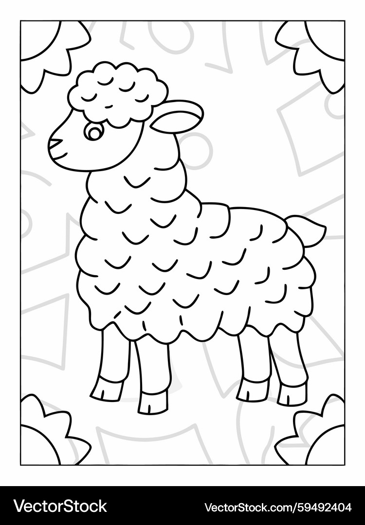 Cute Sheep Outline Drawing – Royalty-Free Vector | VectorStock, image size:750x1080