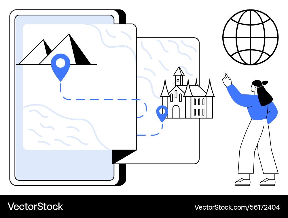 Digital map navigation with travel destinations Vector Image