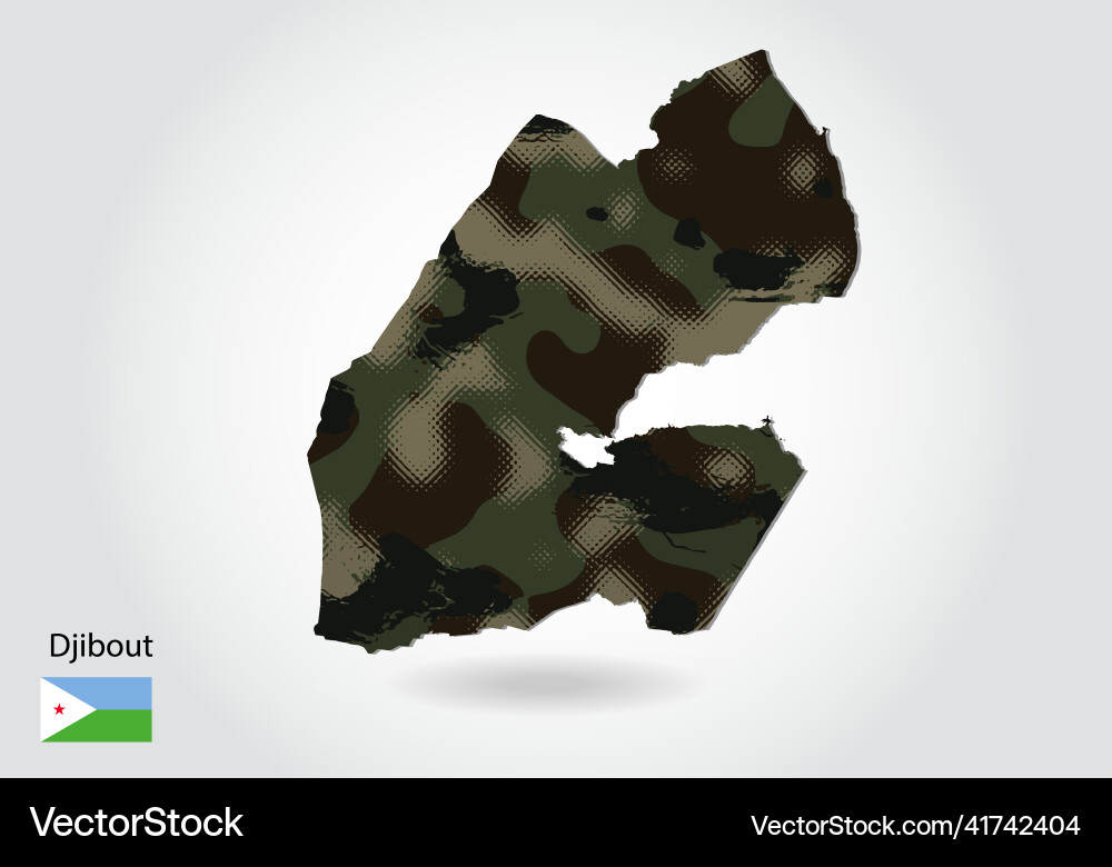 Djibout map with camouflage pattern forest Djibout map with camouflage pattern forest vector image