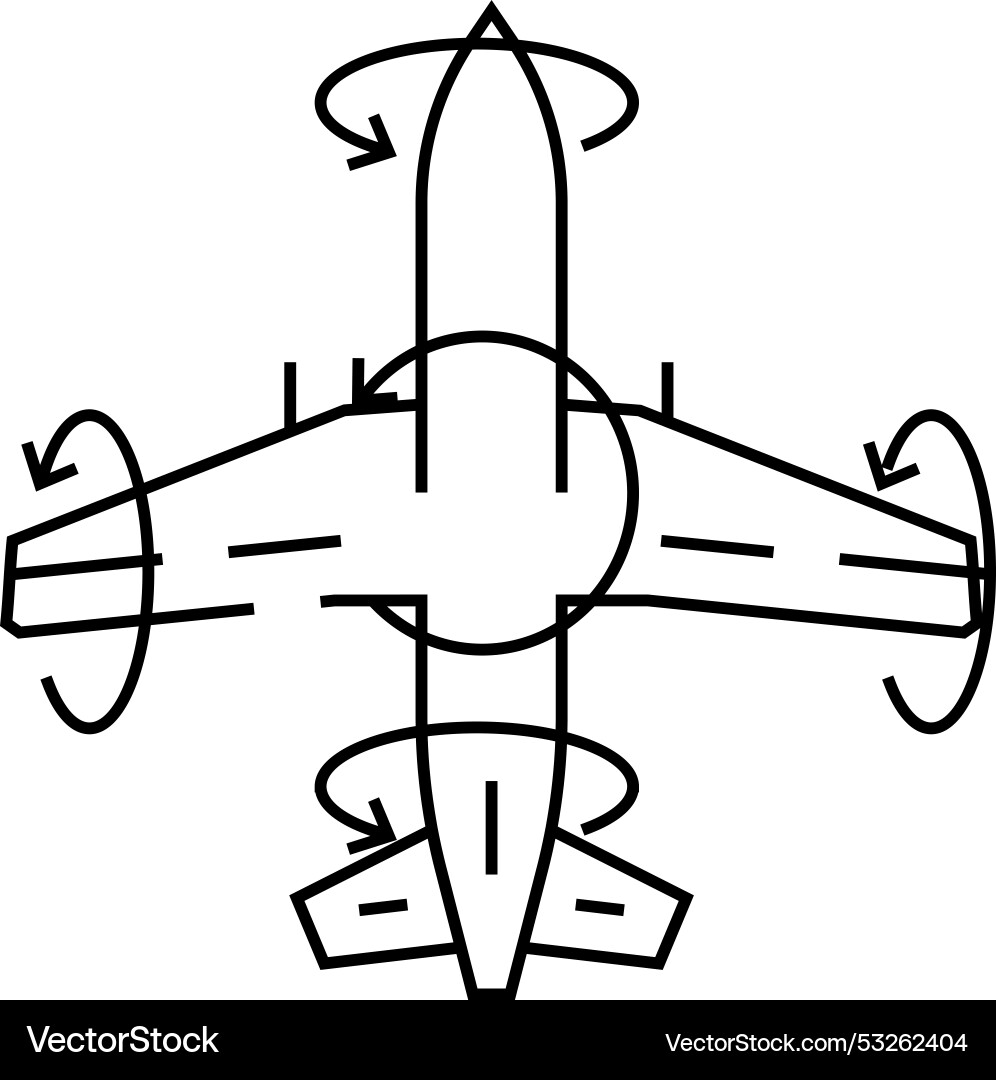 Flight control system aeronautical engineer line Flight control system aeronautical engineer line vector image