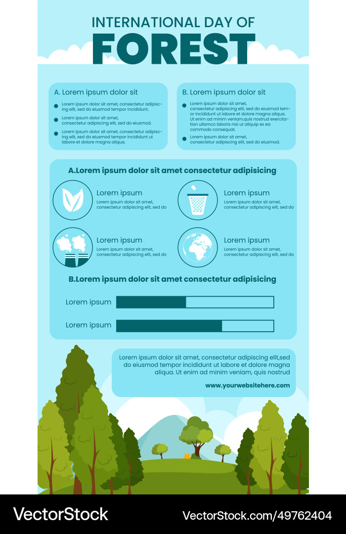 Forest day infographic flat cartoon hand drawn Forest day infographic flat cartoon hand drawn vector image