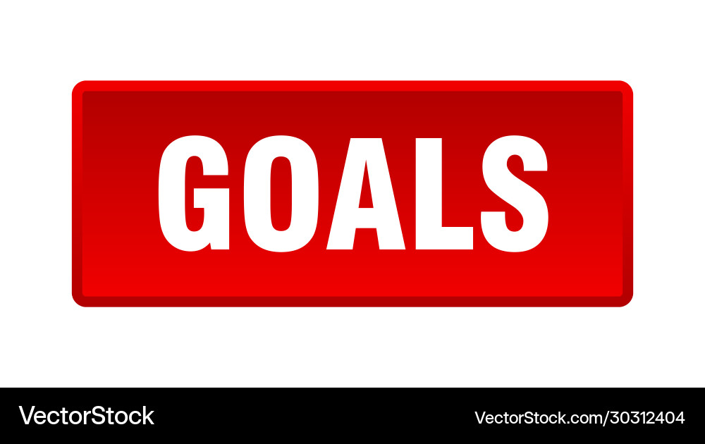 Goals button square red push Vector Image