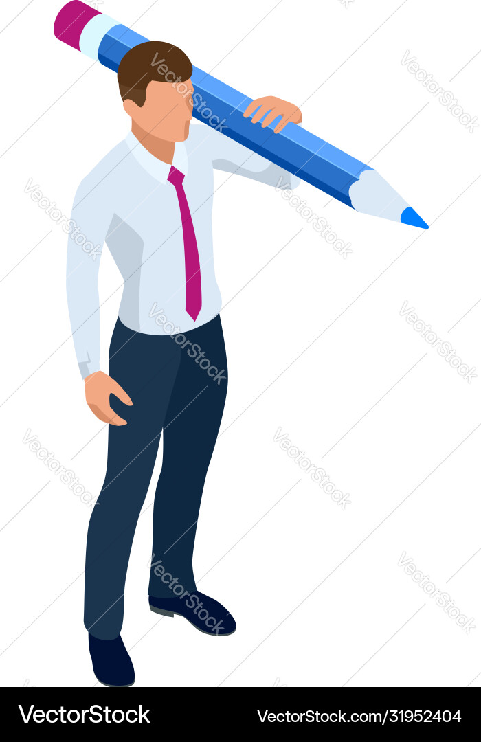 Isometric businessman isolated on write creating vector image
