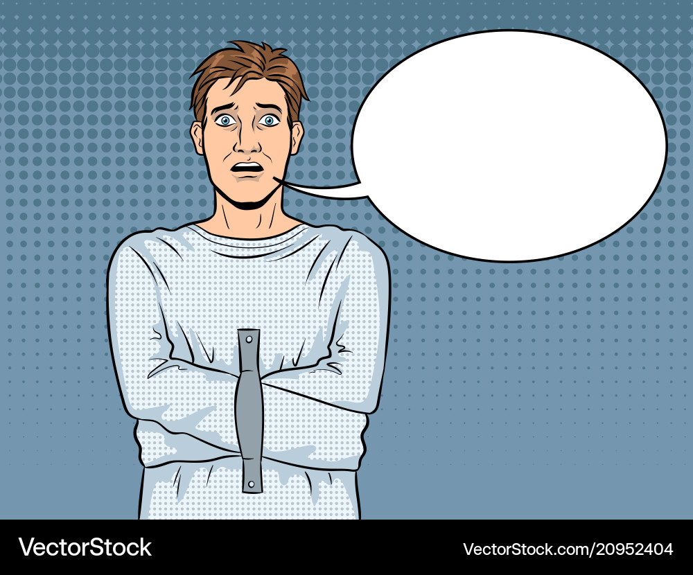 Man in straitjacket pop art Man in straitjacket pop art vector image