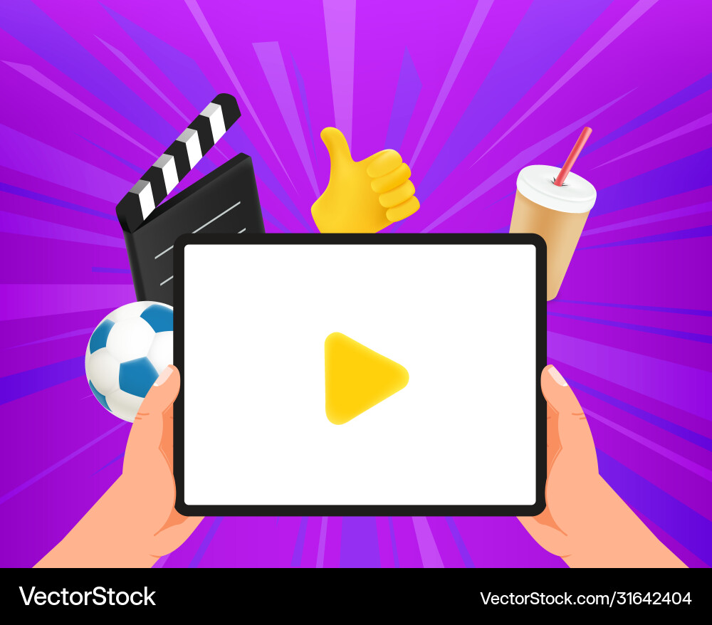 Man watching video on his tablet vector image