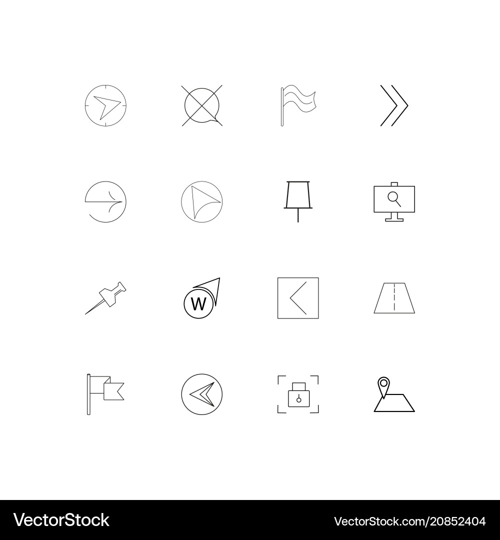 Maps and navigation linear thin icons set vector image