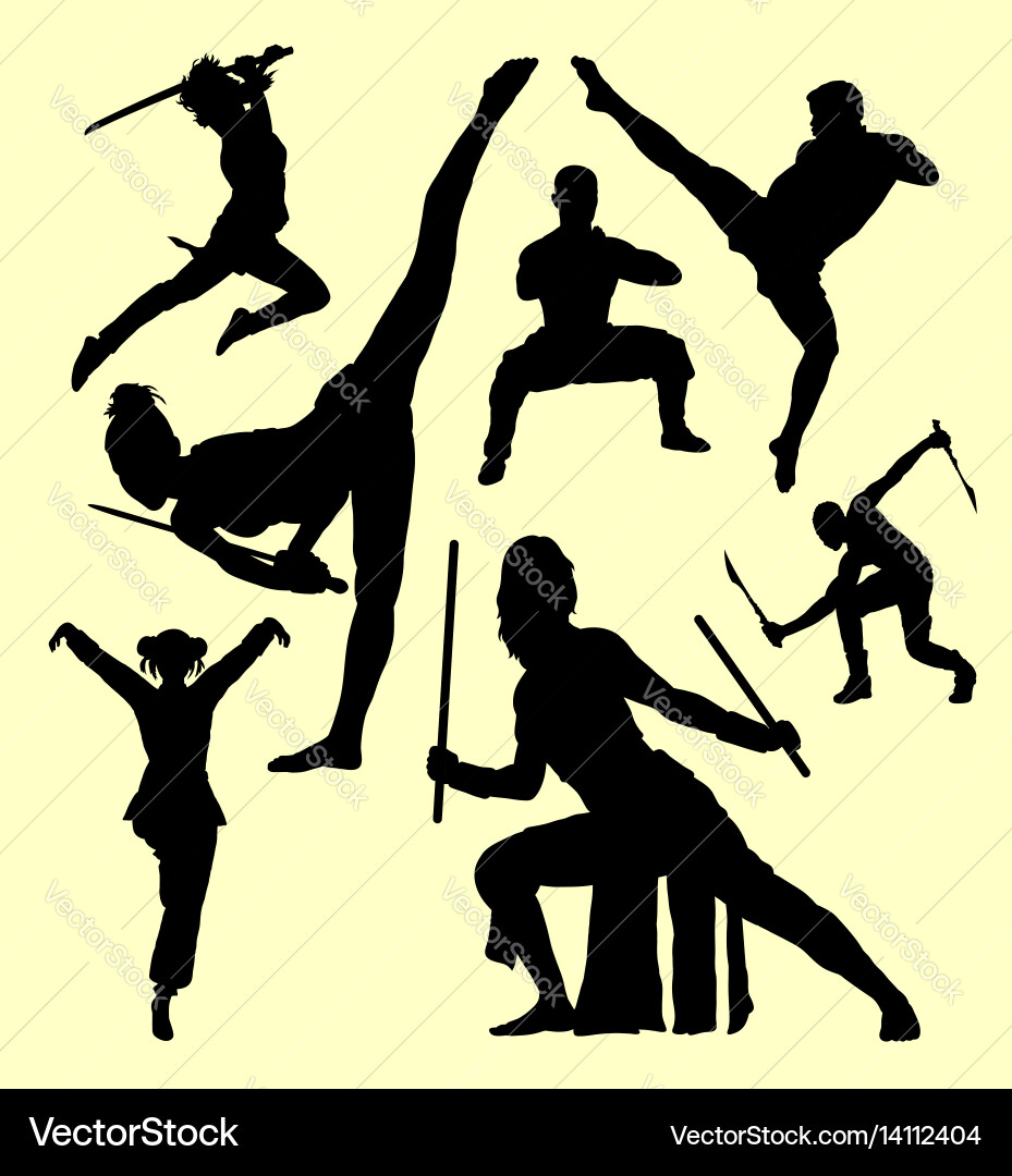 Martial Arts Silhouettes Vector Image