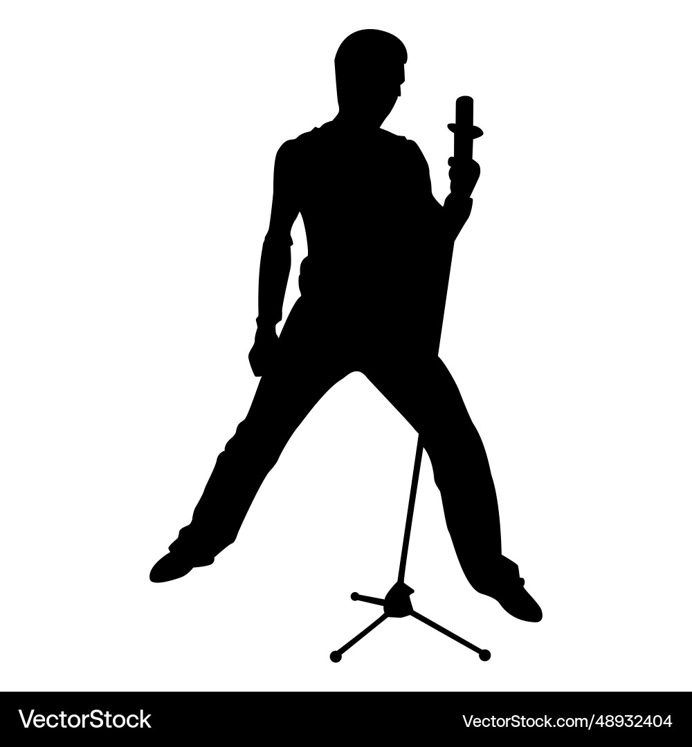 Music band singer silhouette Music band singer silhouette vector image