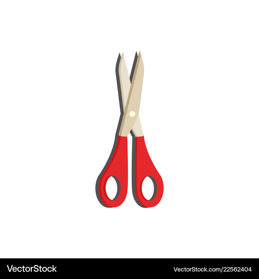 Open scissors with red plastic handles isolated Open scissors with red plastic handles isolated Vector Image