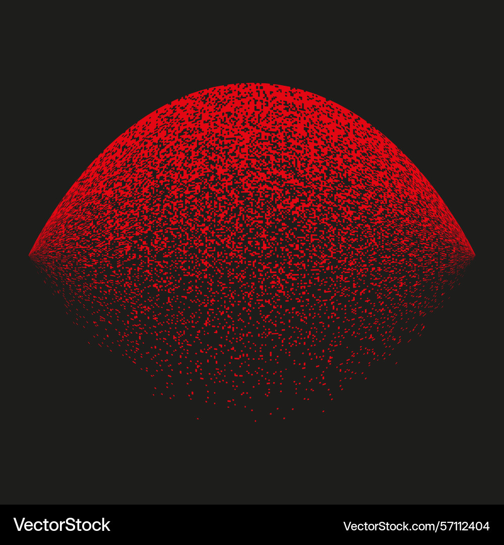 Red dome shape particle arc abstract curved form Red dome shape particle arc abstract curved form vector image