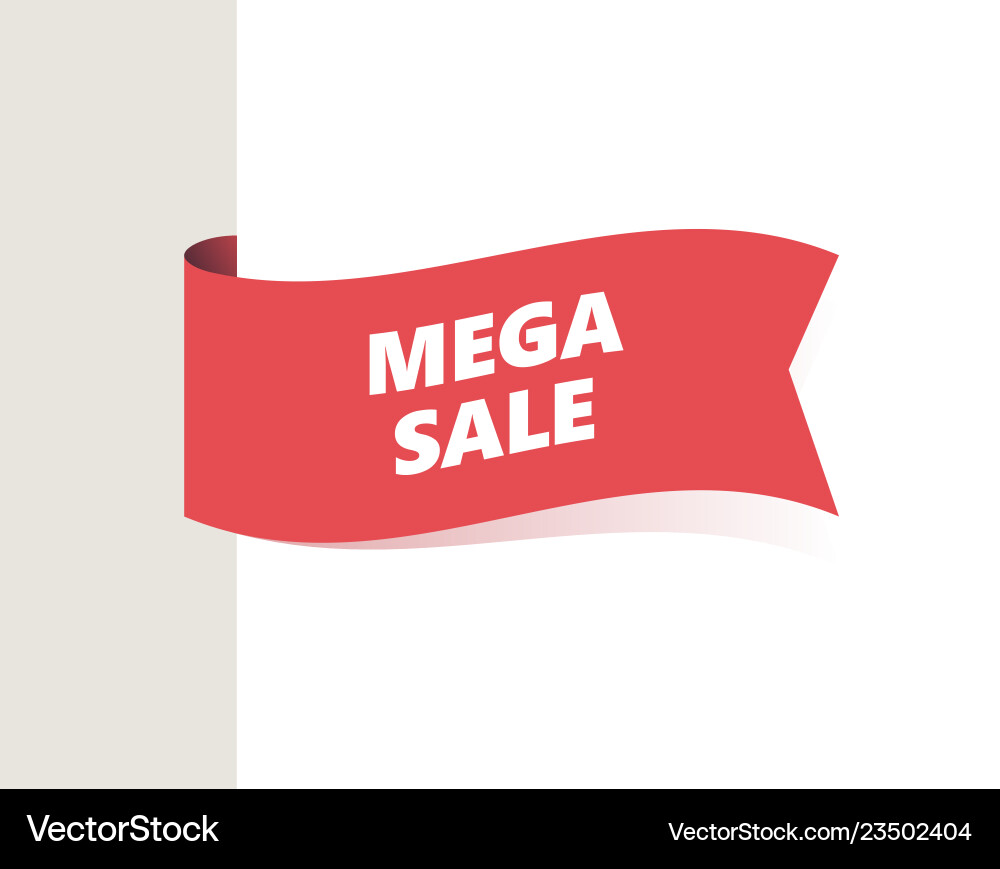 Red left tag waving flag with shadow vector image