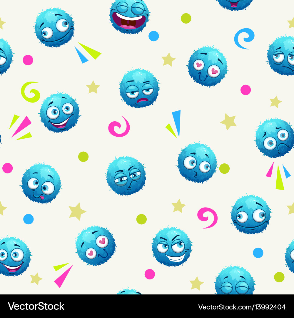 Seamless pattern with funny blue round characters Seamless pattern with funny blue round characters vector image