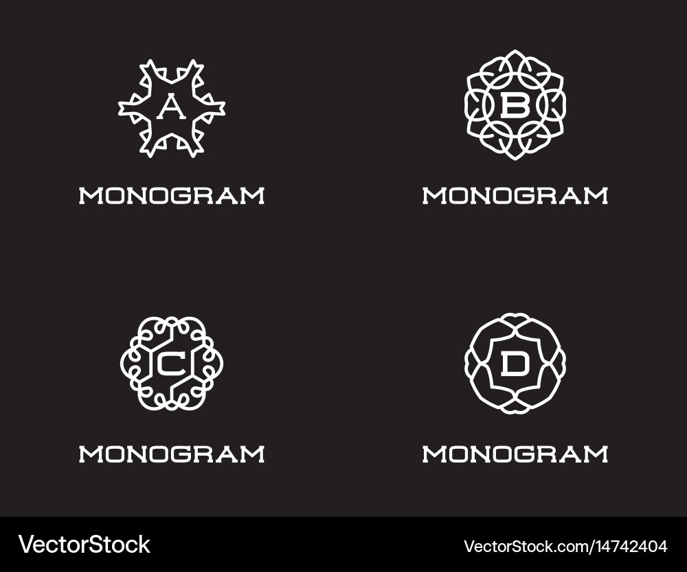 Set compact monogram design template with letter Vector Image