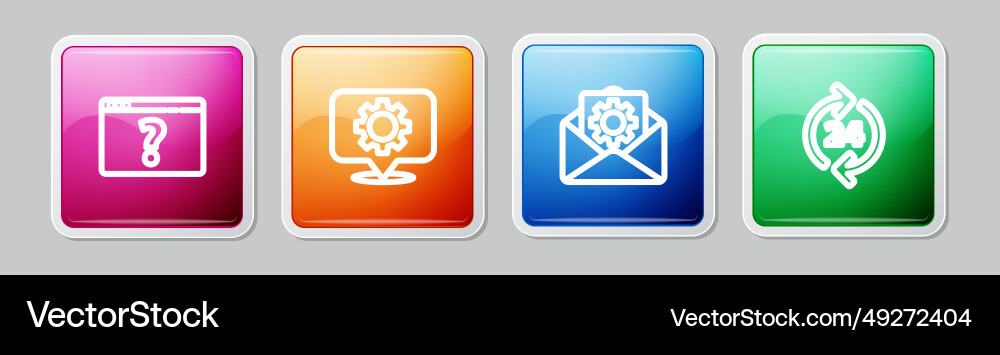 Set line browser with question mark location gear Set line browser with question mark location gear vector image