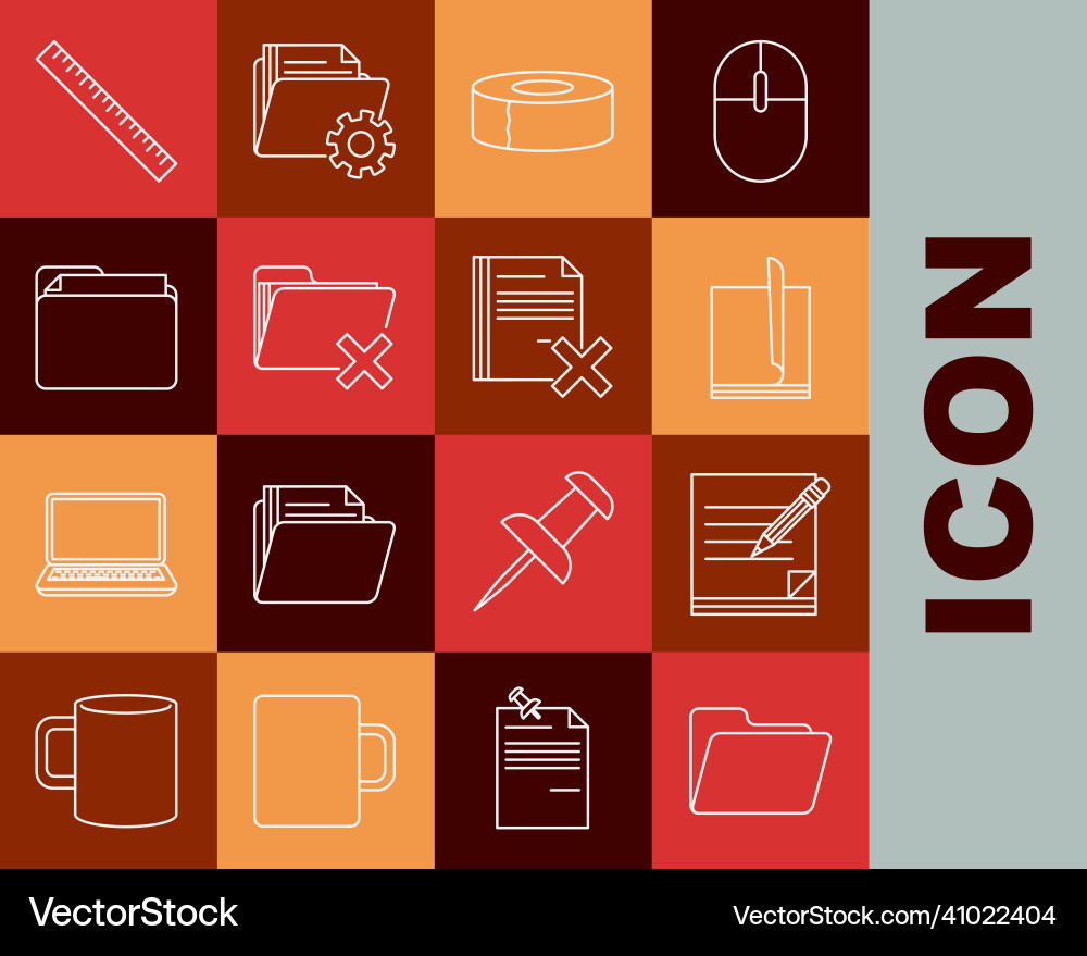 Set line document folder blank notebook Set line document folder blank notebook vector image