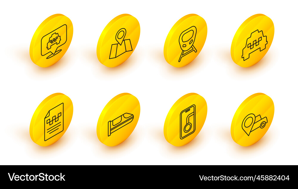 Set line location with taxi city map navigation Set line location with taxi city map navigation vector image