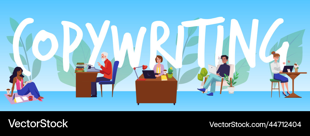 Set of different copywriter characters flat style Set of different copywriter characters flat style Vector Image
