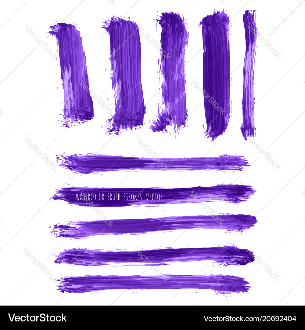 Set von ultravioletten Aquarell-Pinselstrichen Set von ultravioletten Aquarell-Pinselstrichen vektorbild