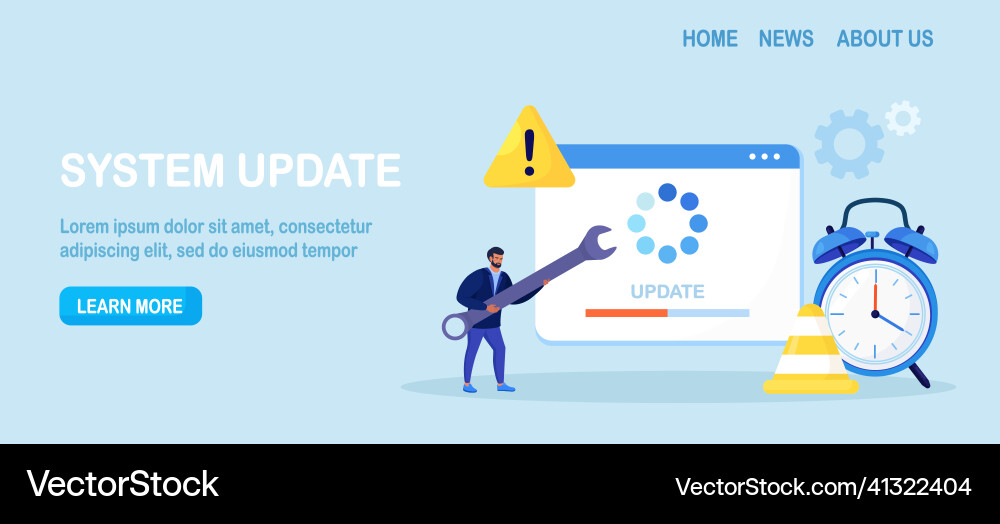 System-Update winzige Programmierer Upgrade System-Update winzige Programmierer Upgrade vektorbild