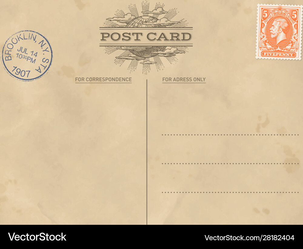 Vintage postcard template vector image