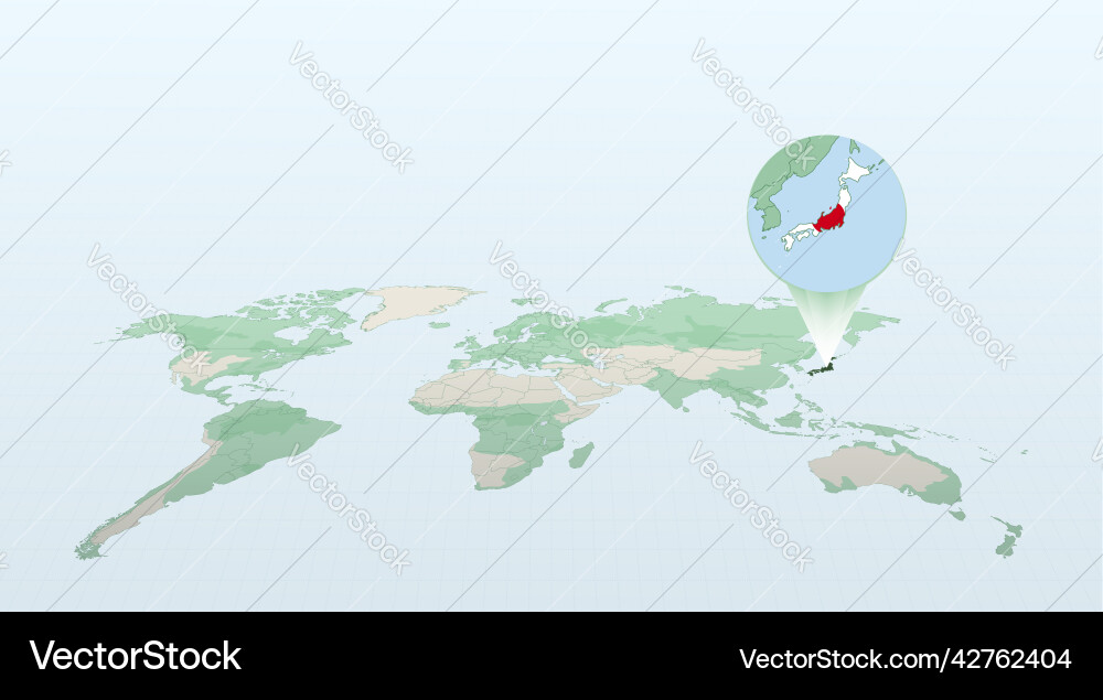 World map in perspective showing the location Vector Image