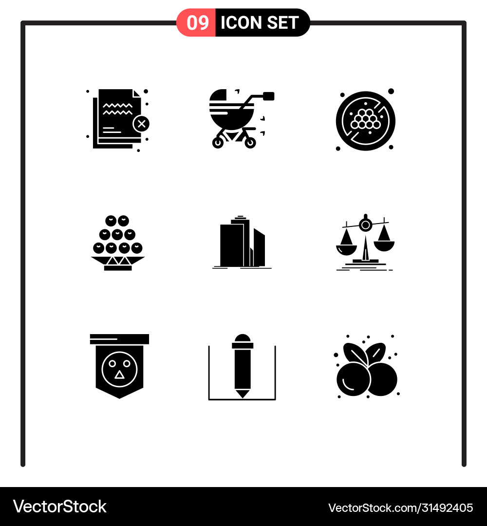 9 universal solid glyphs set for web and mobile Vector Image