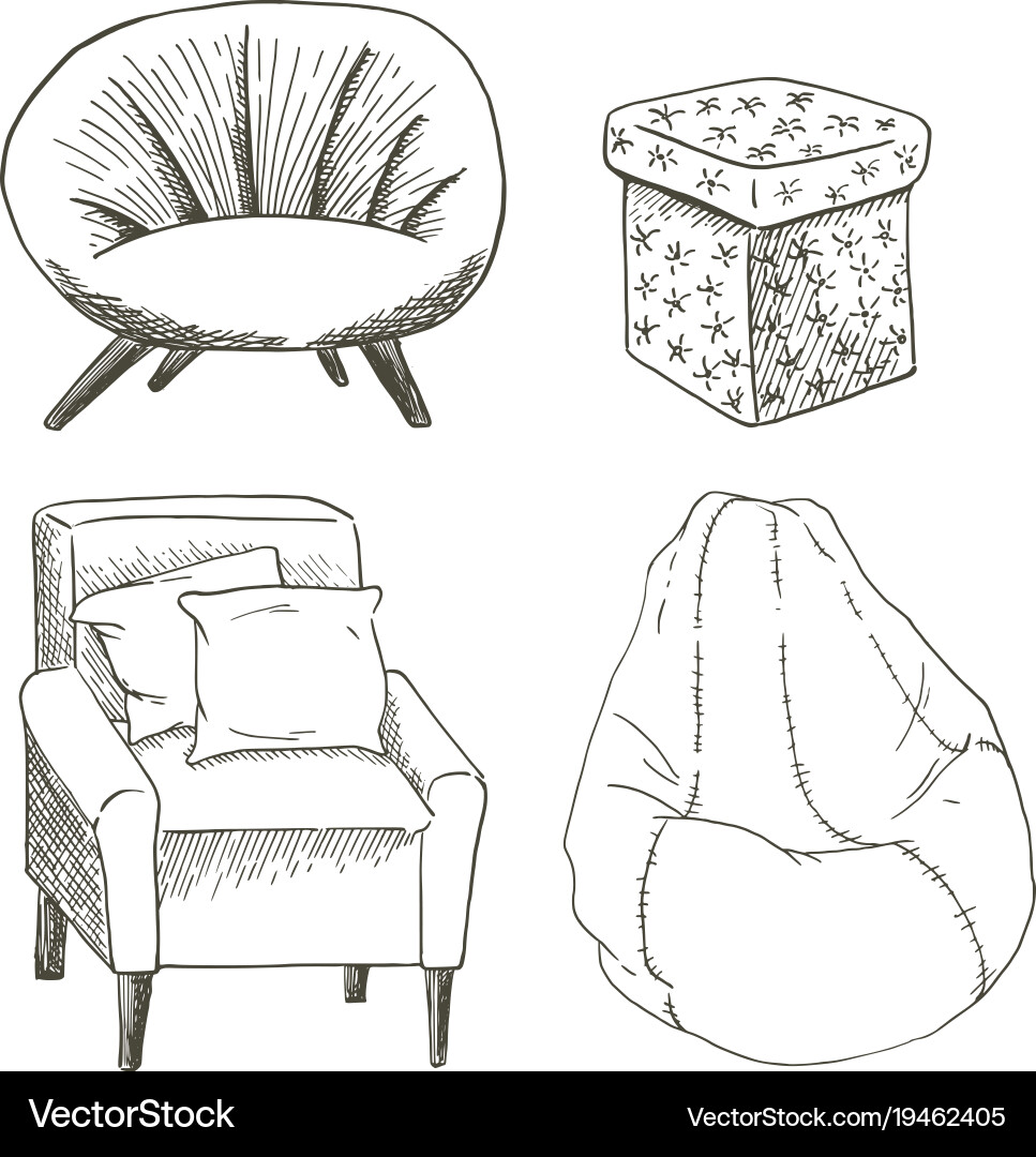 A set of different types the chairs vector image