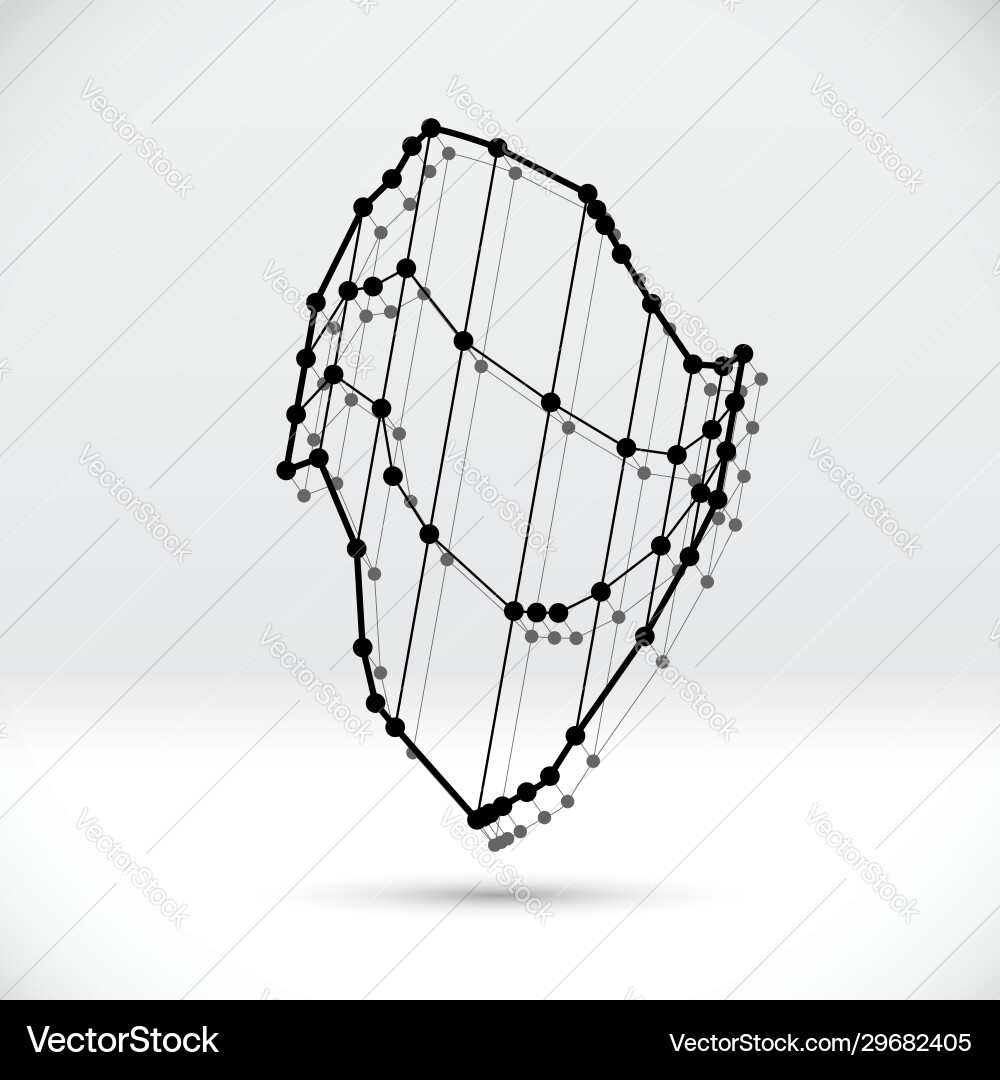 Abstract 3d wireframe shape with connected Abstract 3d wireframe shape with connected vector image