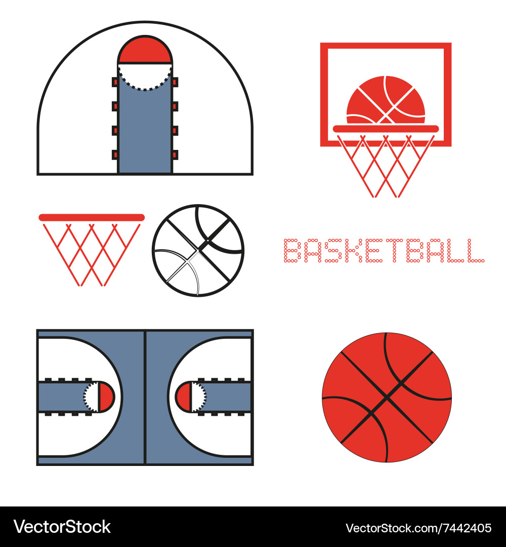 Basketball game objects icons Vector Image