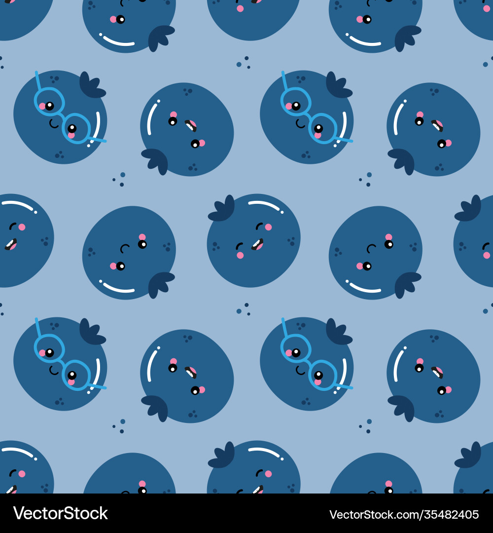 Blueberry characters and dots seamless pattern Blueberry characters and dots seamless pattern vector image