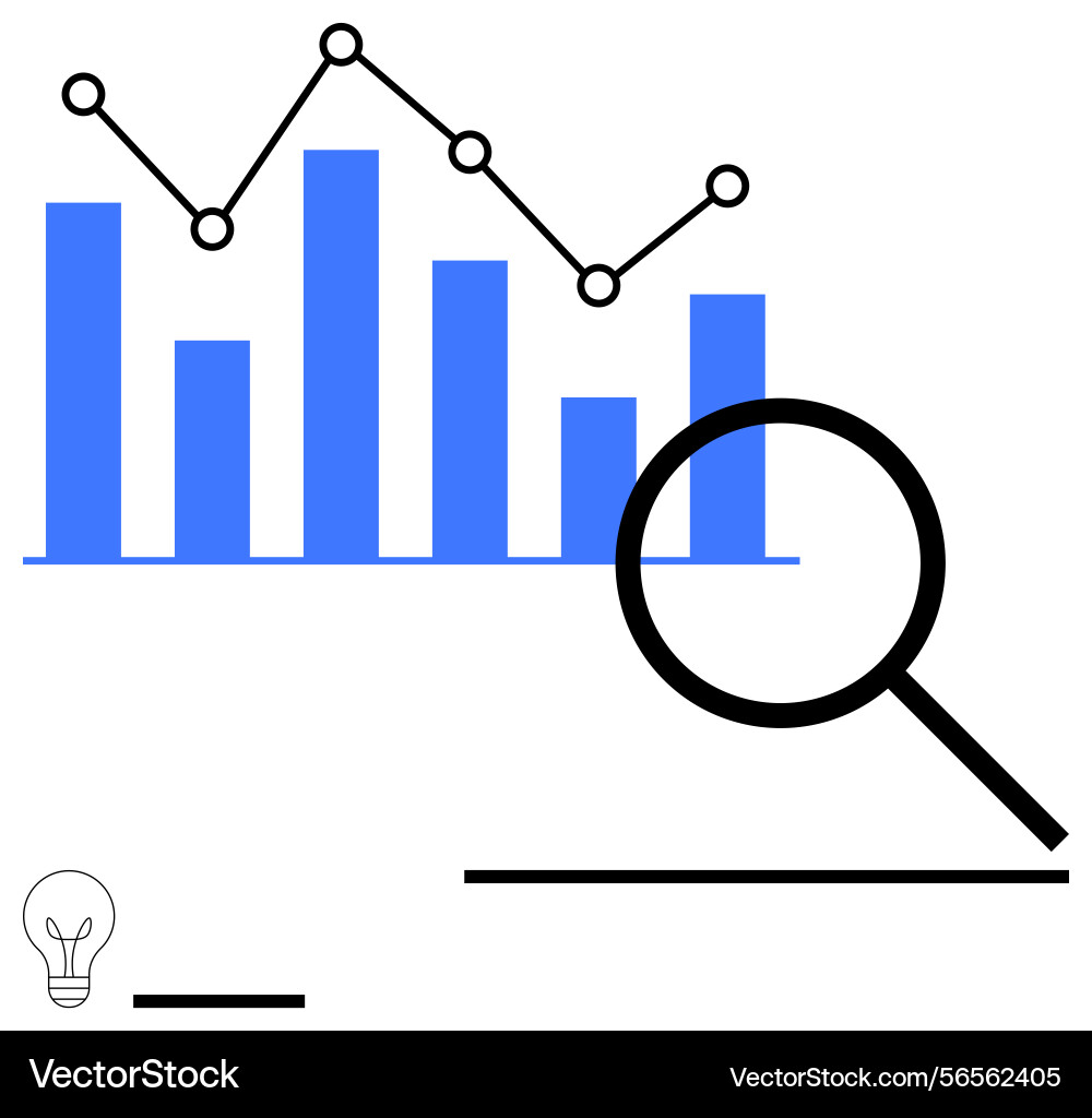 Datenanalyse mit Bargraph Trendlinie Vektorbild