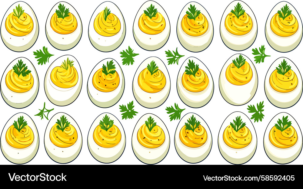 Deviled Egg Pattern - Appetizer Style Vector Image