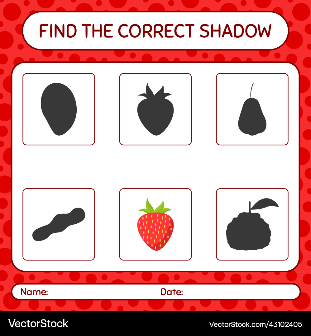 Find the correct shadows game with strawberry Find the correct shadows game with strawberry Vector Image