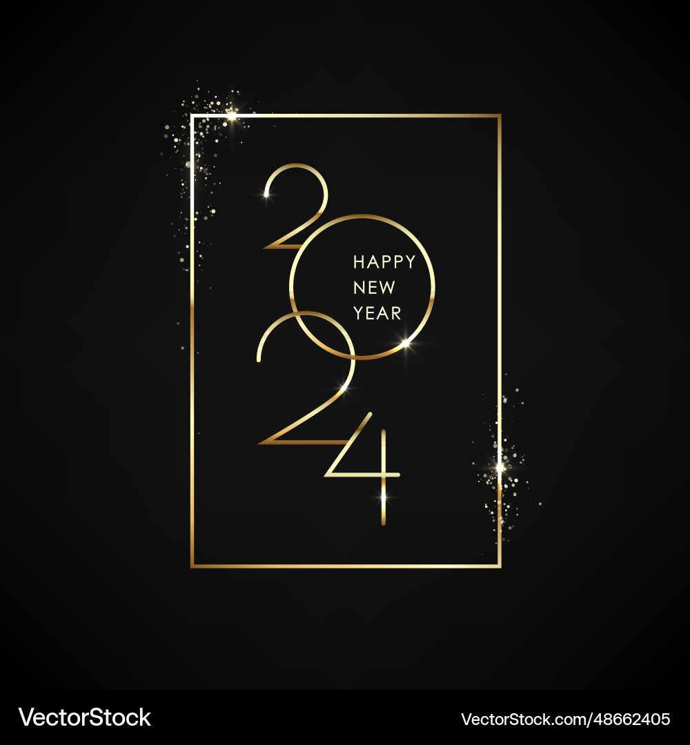 Gold lettering 2024 happy new year holiday Gold lettering 2024 happy new year holiday vector image