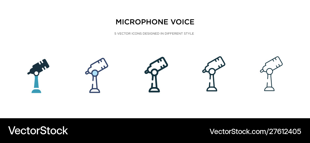 Microphone Style Icons - Line, Filled, Outline Vector Image
